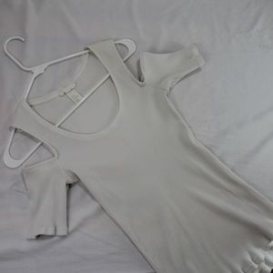 White shoulders exposed shirt 🤍